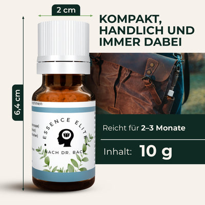 Größe des Fläschchens: 2 Zentimeter breit, 6,4 Zentimeter hoch, Inhalt 10 Gramm, reicht für 2 bis 3 Monate