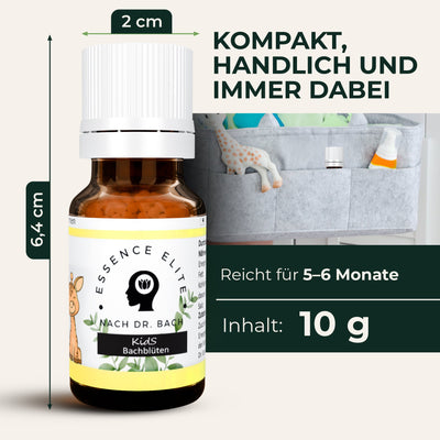 Größe des Fläschchens: 2 Zentimeter breit, 6,4 Zentimeter hoch, Inhalt 10 Gramm, reicht für 5 bis 6 Monate